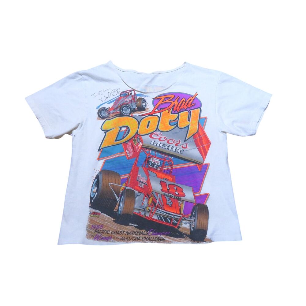 Brad Doty Racing Cropped T-Shirt Size M-L? 1980s Vintage Nascar